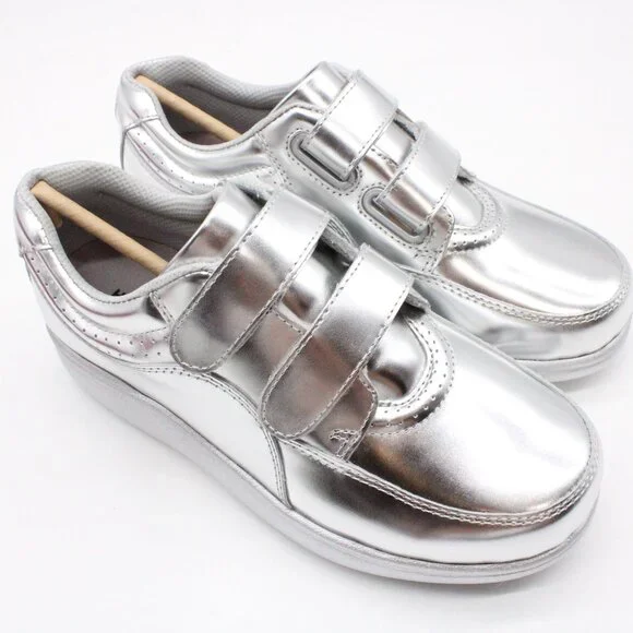 Hush Puppies Shoes Womens Silver Metallic Leather Power Walker II Size 5.5 NIB - Picture 6 of 11